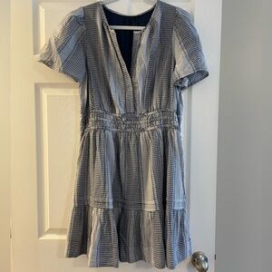 Anthropologie Navy and White Gingham Mini Dress